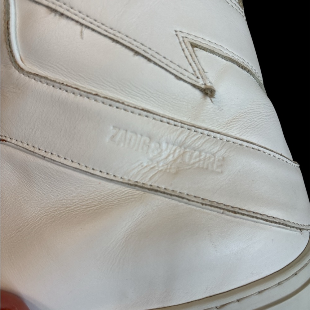 Zadig & Voltaire High Flash white Leather Sneakers SZ FR40/ US 9,MADE IN ITALY - Picture 9 of 13